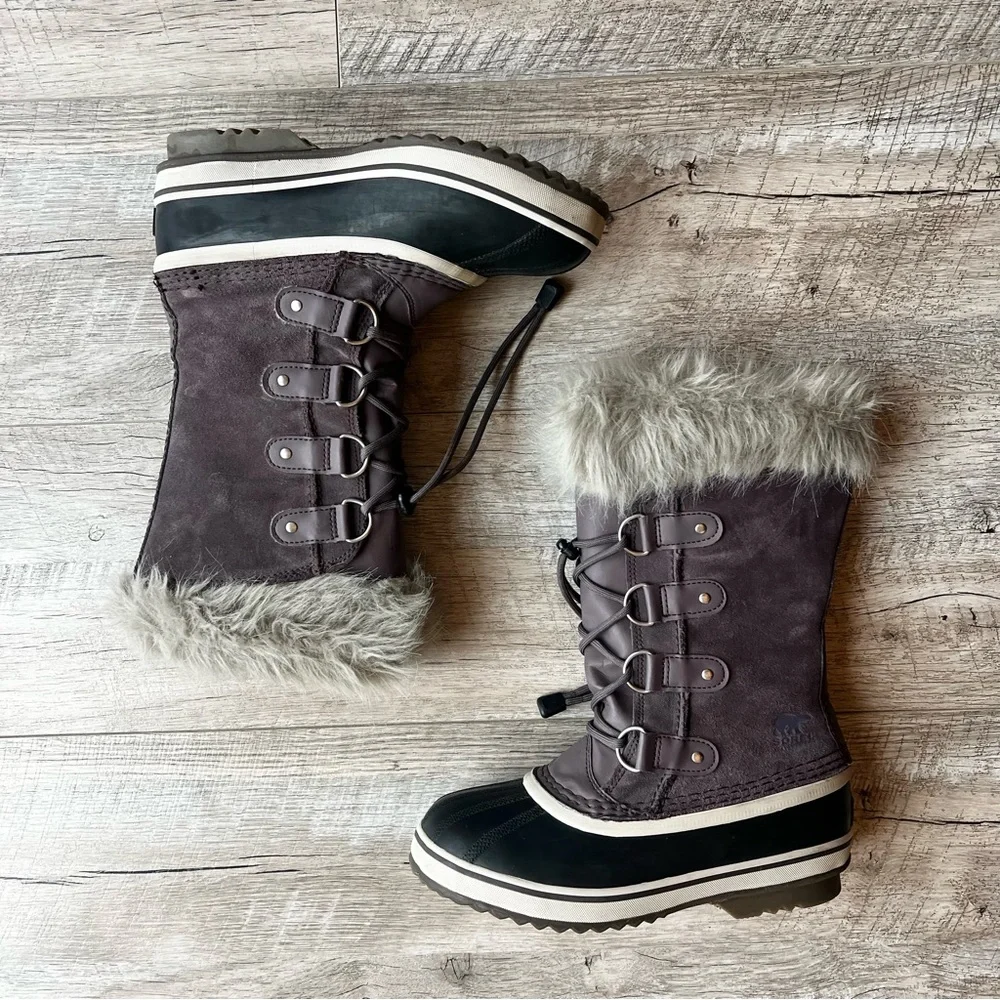 Sorel Suede Tall Joan of Arc Waterproof Lined Light Purple Faux Fur Winter Boots